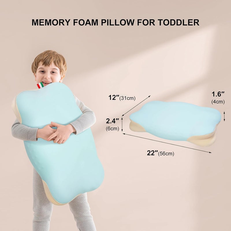 RESTIRY Memory Foam Toddler Pillow, Breathable Cooling Removable Pillowcase, Kids Pillow for Sleeping, Ergonomic Contour Neck Pillow for Back & Side & Stomach Sleeping 12x22 in (Pink) - Image 2